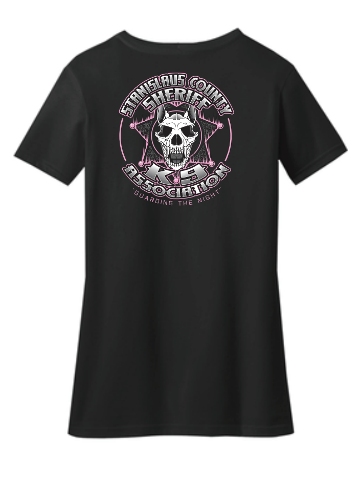 Women's V-Neck Black / Pink Logo