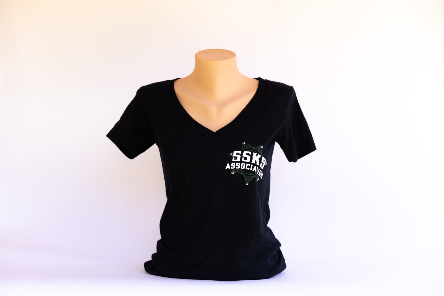 #17 Women's V Neck Shirt /Green Star on back