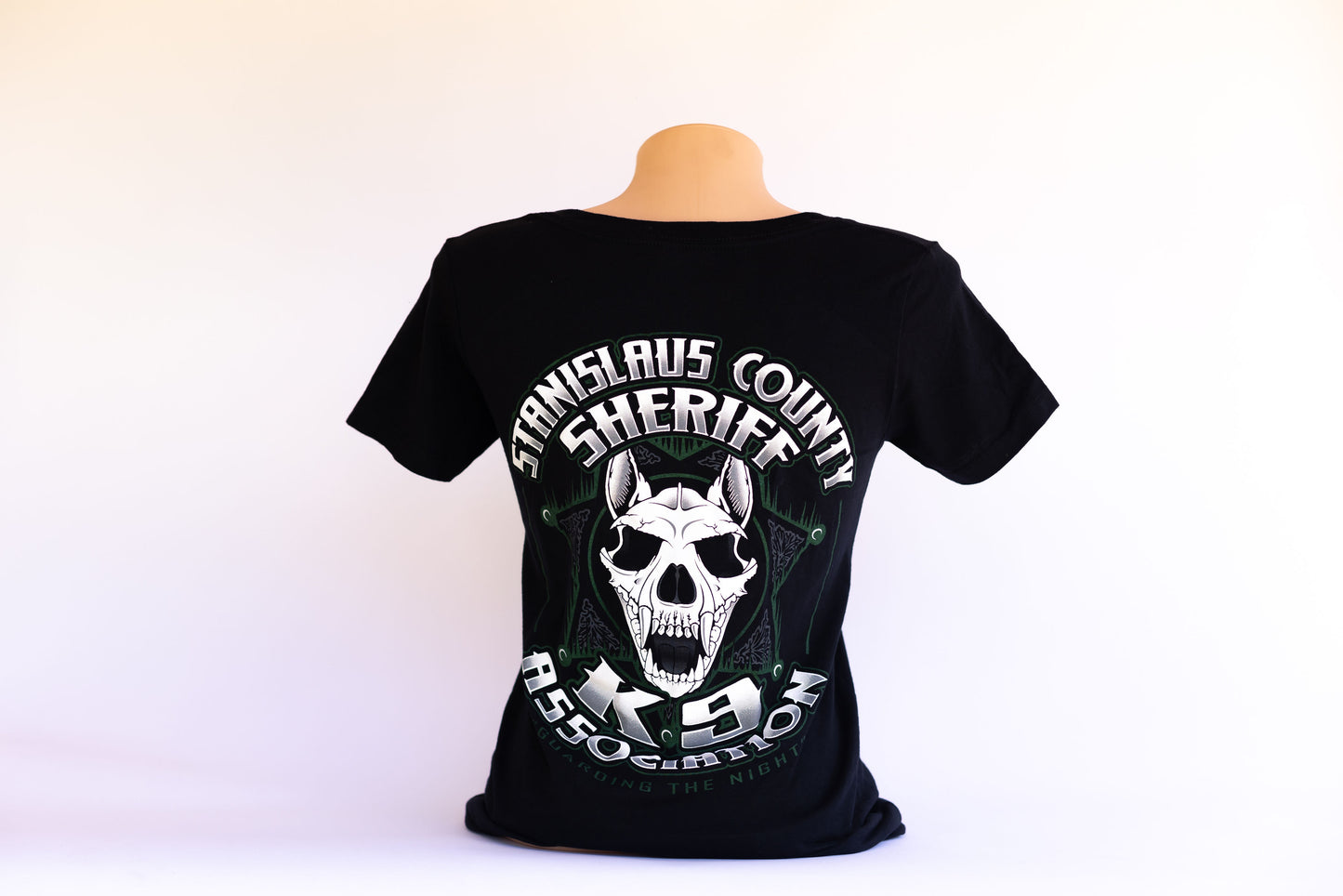 #17 Women's V Neck Shirt /Green Star on back