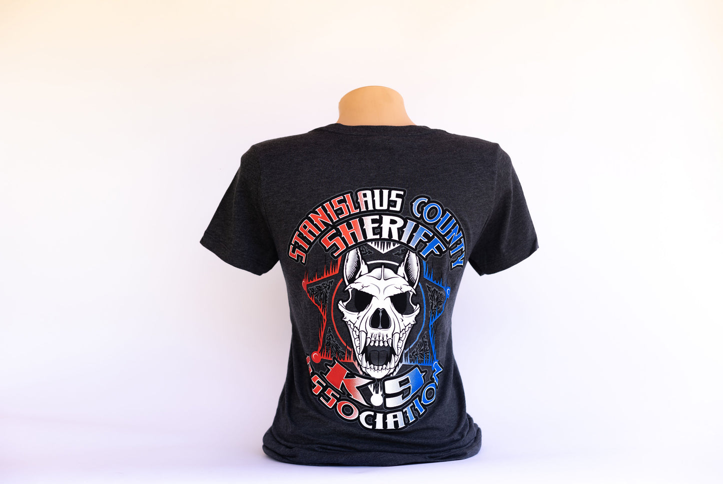 #15 Women's V-Neck Gray w/Red, White, Blue Logo